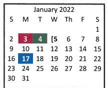 District School Academic Calendar for Pottsboro High School for January 2022
