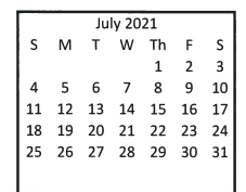District School Academic Calendar for Pottsboro Elementary for July 2021