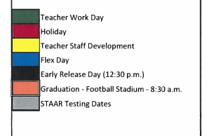 District School Academic Calendar Legend for Pottsboro Intermediate