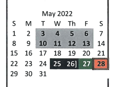 District School Academic Calendar for Pottsboro Middle for May 2022