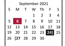 District School Academic Calendar for Pottsboro Elementary for September 2021