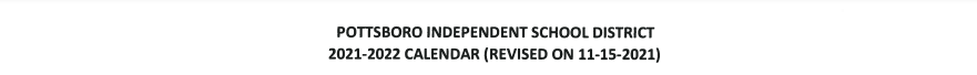 District School Academic Calendar for Pottsboro Intermediate