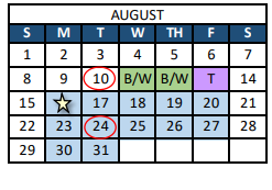 District School Academic Calendar for Peak Alternative Program for August 2021