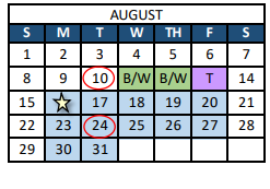 District School Academic Calendar for O'dea Elementary School for August 2021