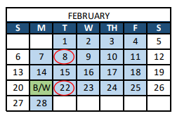 District School Academic Calendar for Ridgeview Classical Charter Schools for February 2022