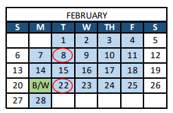District School Academic Calendar for Peak Alternative Program for February 2022
