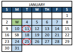 District School Academic Calendar for Boltz Junior High School for January 2022