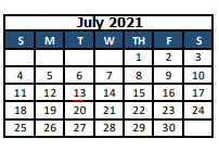District School Academic Calendar for Barton Prekindergarten for July 2021