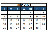 District School Academic Calendar for Peak Alternative Program for July 2021
