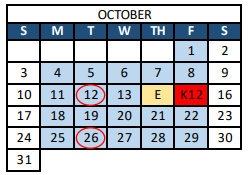 District School Academic Calendar for Rocky Mountain High School for October 2021