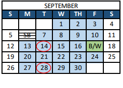 District School Academic Calendar for Peak Alternative Program for September 2021
