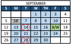 District School Academic Calendar for Bauder Elementary School for September 2021