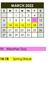 District School Academic Calendar for Prairiland High School for March 2022