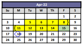 District School Academic Calendar for Presidio Elementary for April 2022