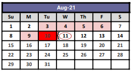 District School Academic Calendar for Lucy Rede Franco Middle School for August 2021