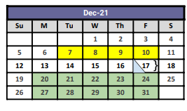 District School Academic Calendar for Presidio Elementary for December 2021
