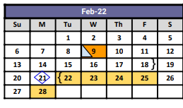 District School Academic Calendar for Presidio High School for February 2022