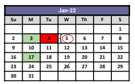 District School Academic Calendar for Lucy Rede Franco Middle School for January 2022