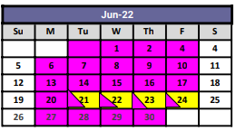 District School Academic Calendar for Presidio High School for June 2022
