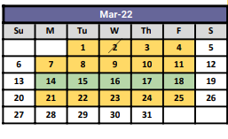 District School Academic Calendar for Presidio High School for March 2022