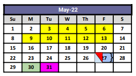 District School Academic Calendar for Presidio High School for May 2022