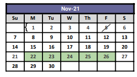 District School Academic Calendar for Presidio Elementary for November 2021