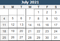 District School Academic Calendar for Asa Messer Annex for July 2021