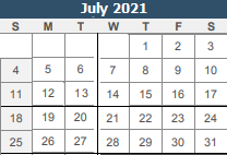 District School Academic Calendar for Asa Messer Elementary School for July 2021