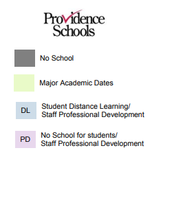 District School Academic Calendar Legend for Providence Academy Of International Studies