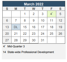 District School Academic Calendar for Lillian Feinstein Elementary, Sackett Street for March 2022