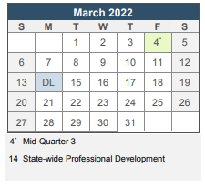 District School Academic Calendar for Veazie Street School for March 2022