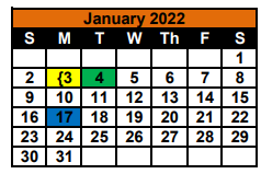 District School Academic Calendar for Morris Upchurch Middle for January 2022