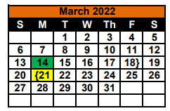 District School Academic Calendar for Morris Upchurch Middle for March 2022