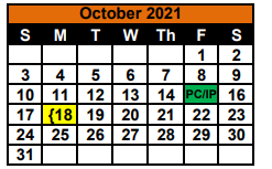 District School Academic Calendar for J K Hileman Elementary for October 2021