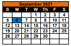 District School Academic Calendar for Morris Upchurch Middle for September 2021