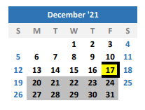 District School Academic Calendar for Quitman High School for December 2021