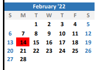 District School Academic Calendar for Wood Co Alter for February 2022