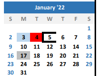 District School Academic Calendar for Quitman High School for January 2022