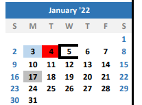 District School Academic Calendar for Quitman Junior High for January 2022