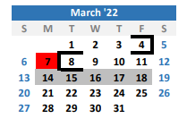 District School Academic Calendar for Quitman Junior High for March 2022