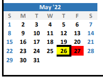 District School Academic Calendar for Wood Co Alter for May 2022
