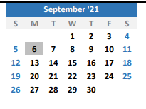 District School Academic Calendar for Wood Co Alter for September 2021