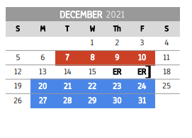 District School Academic Calendar for Rains High School for December 2021