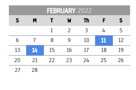 District School Academic Calendar for Rains Jr High for February 2022