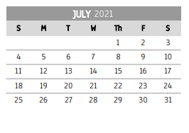 District School Academic Calendar for Rains Jr High for July 2021
