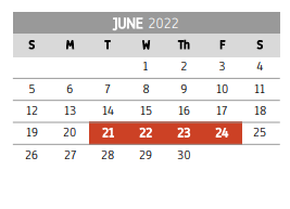 District School Academic Calendar for Rains Jr High for June 2022