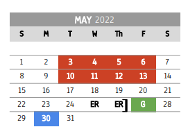 District School Academic Calendar for Rains High School for May 2022