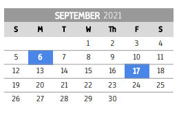 District School Academic Calendar for Rains Intermediate for September 2021