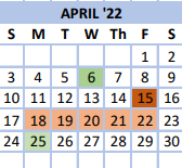 District School Academic Calendar for Randolph County Alternative Center for April 2022