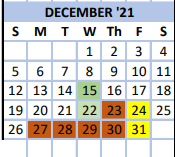 District School Academic Calendar for Randolph Technical Center for December 2021